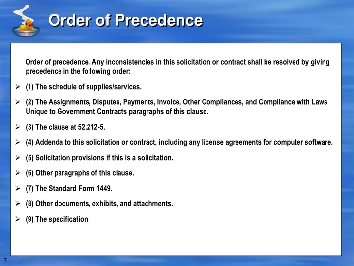 PPT CONTRACT TERMS AND ITEMS (52.2124) (FEB 2007) PowerPoint