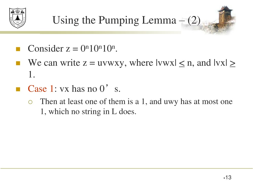 PPT The Pumping Lemma for CFL ’ s PowerPoint Presentation, free