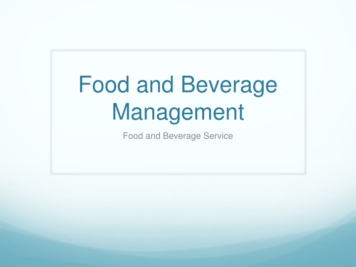 food and beverage management n.