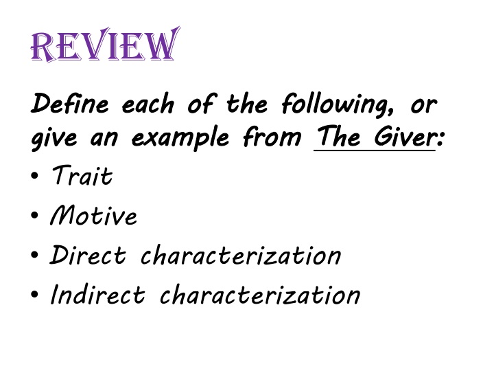 water solutions guide direct characterization the giver define indirect characterization
