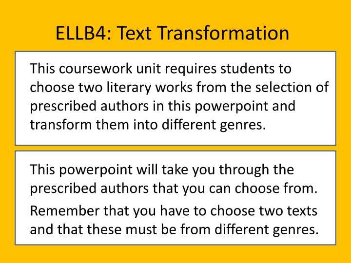 PPT - ELLB4: Text Transformation PowerPoint Presentation, free download - ID:1526315