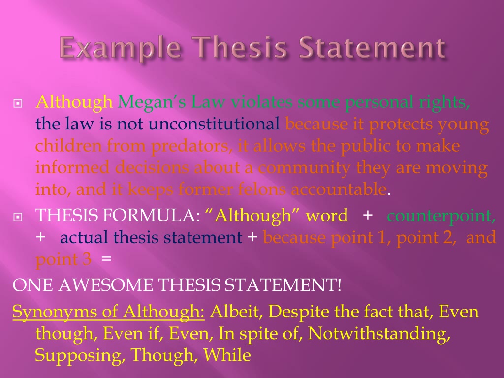 thesis statement using although