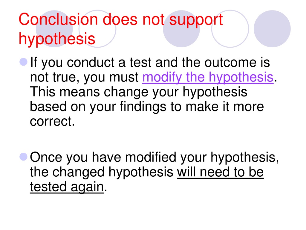 a conclusion does not support a hypothesis