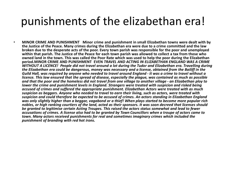 punishment in the elizabethan era