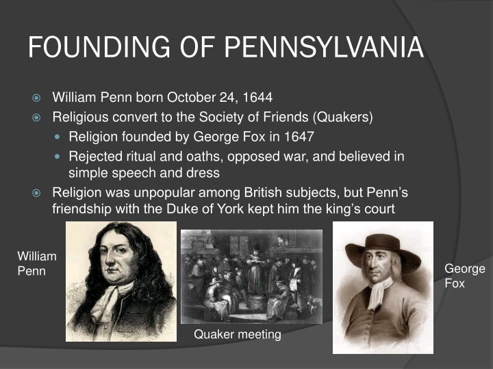 PPT - PENNSYLVANIA HISTORY PowerPoint Presentation - ID:1531555