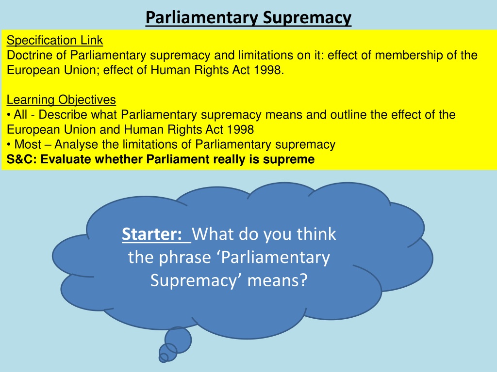 Ppt Parliamentary Supremacy Powerpoint Presentation Free