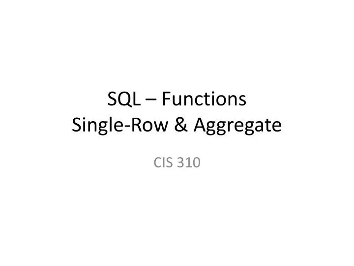sql functions single row aggregate n.