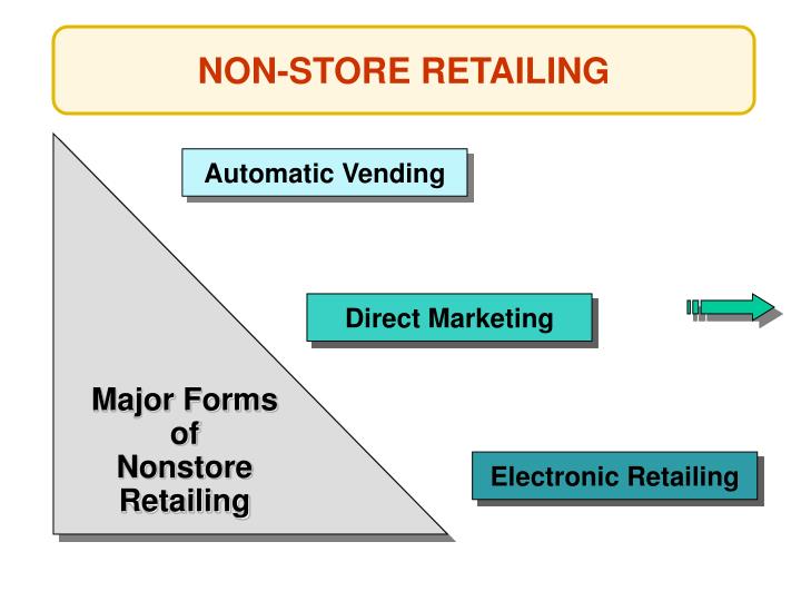 non store retailing Most individual consumers purchase products through retailers physical 'brick and mortar' stores are not the only type of retailing in the. non store retailing Most individual consumers purchase products through retailers physical 'brick and mortar' stores are not the only type of retailing in the.