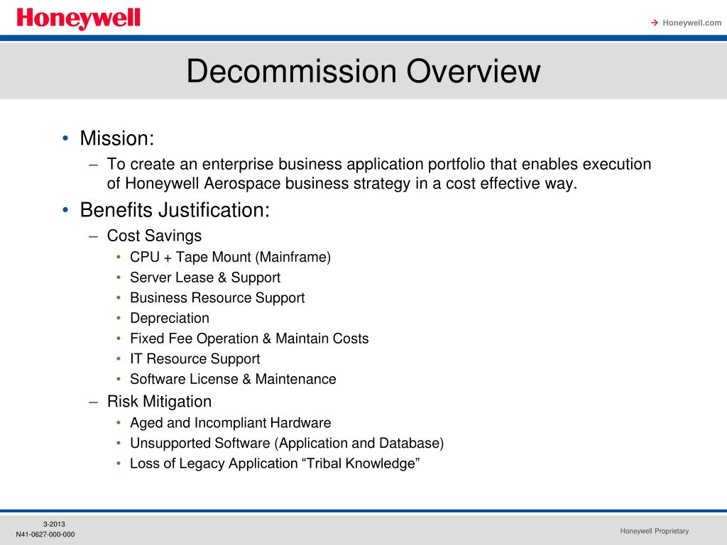 Ppt Honeywell Aerospace Decommissioning Process Powerpoint Presentation Id 1537529