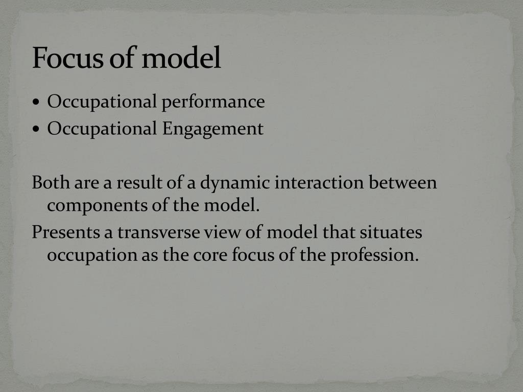 The Canadian Model of Occupational Performance and Engagemen by