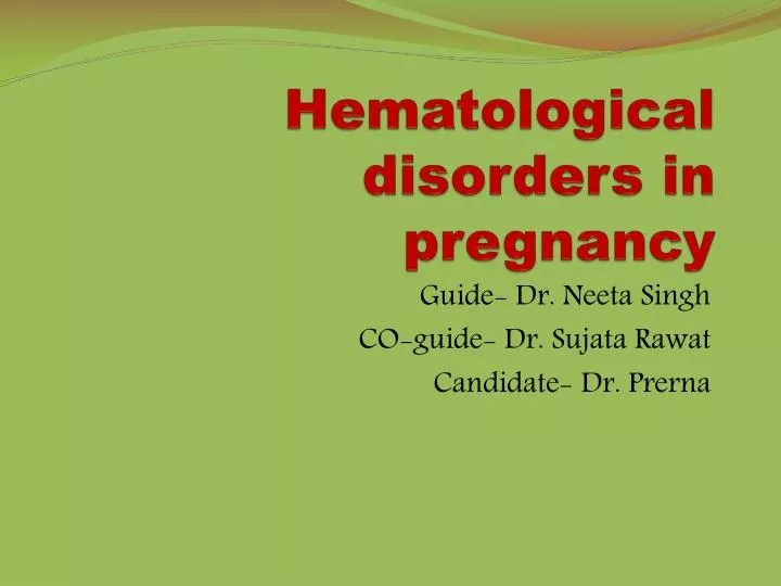 hematological disorders in pregnancy n.