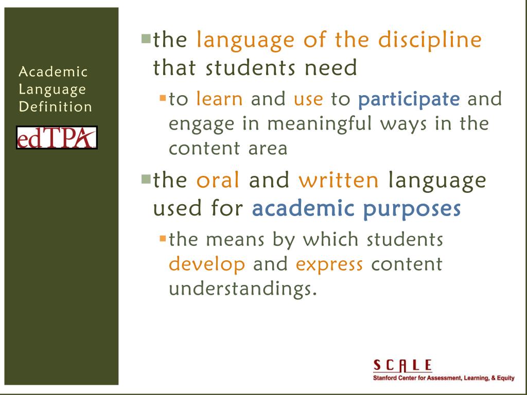 academic presentation language