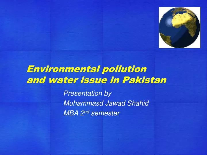 research proposal on water pollution in pakistan