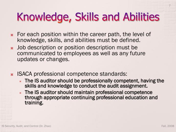 ppt chapter 20 it auditing career planning and knowledge skills and abilities list