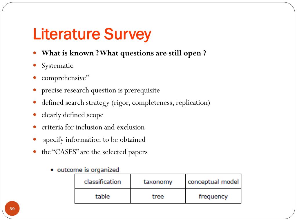 literature survey in research methodology ppt