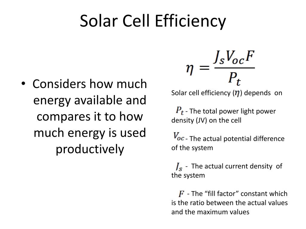PPT - The Physics of Photovoltaics: An Analysis of Solar Panel Cost, E  ffectiveness and Efficiency PowerPoint Presentation - ID:1539733