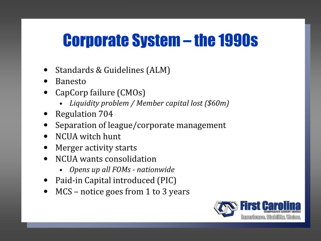 PPT - The Corporate Credit Union Crisis and Aftermath: Evolution of an ...