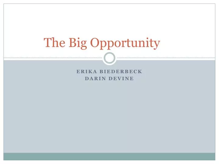 the big opportunity n.