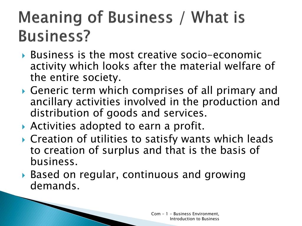 presentation of business meaning