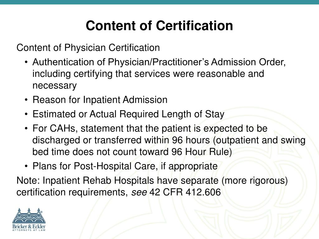 PPT Medicare Inpatient Admission Standards Two Midnight and