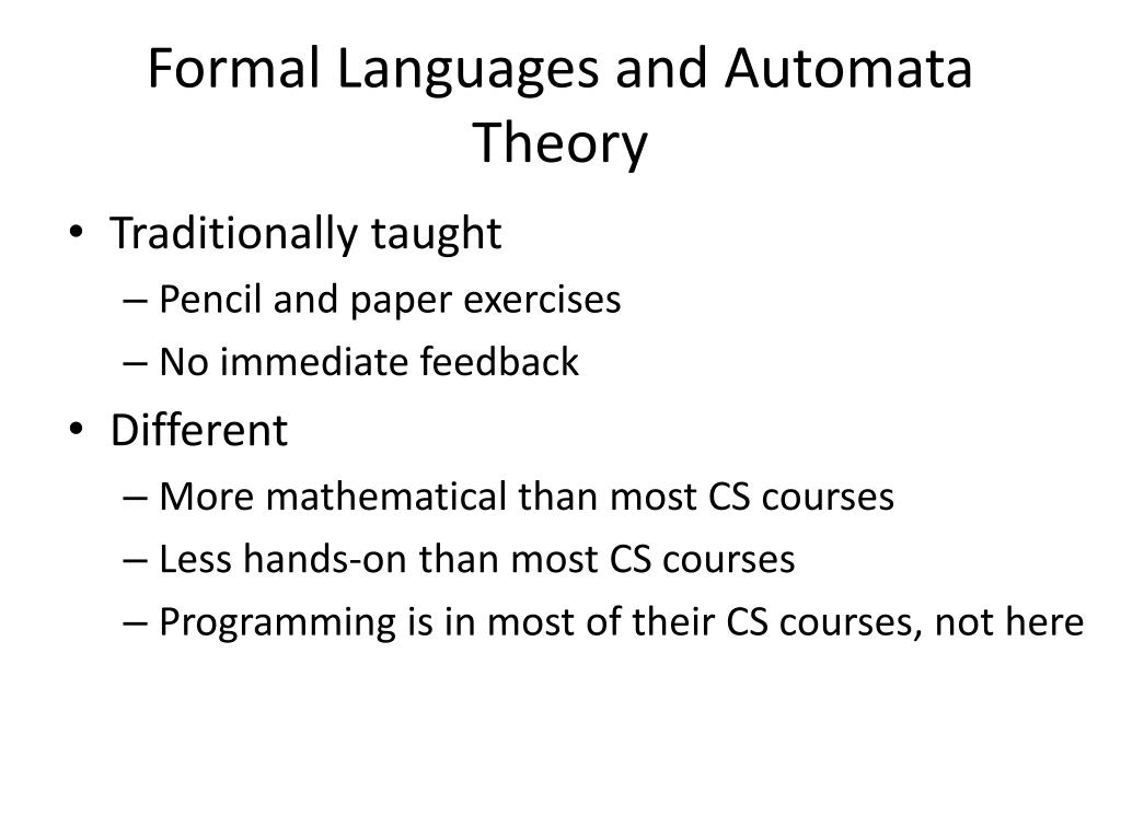 essay on formal languages and automata theory
