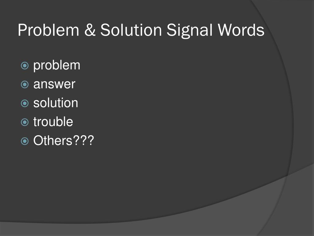 problem solving signal words