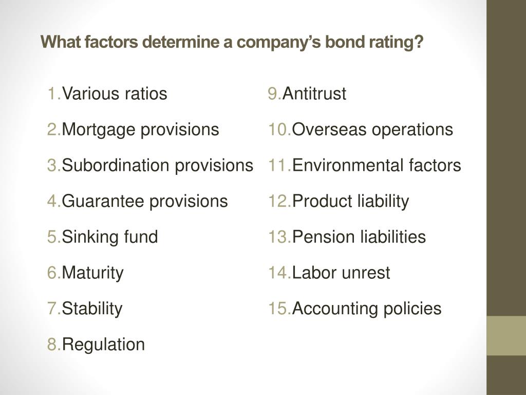 Bond Rating  Know the Various Factors used in Calculating Bond Rating