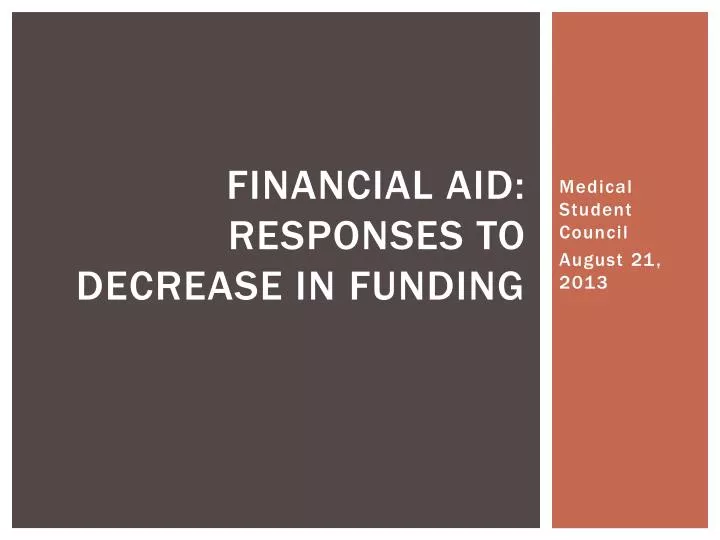 financial aid responses to decrease in funding n.