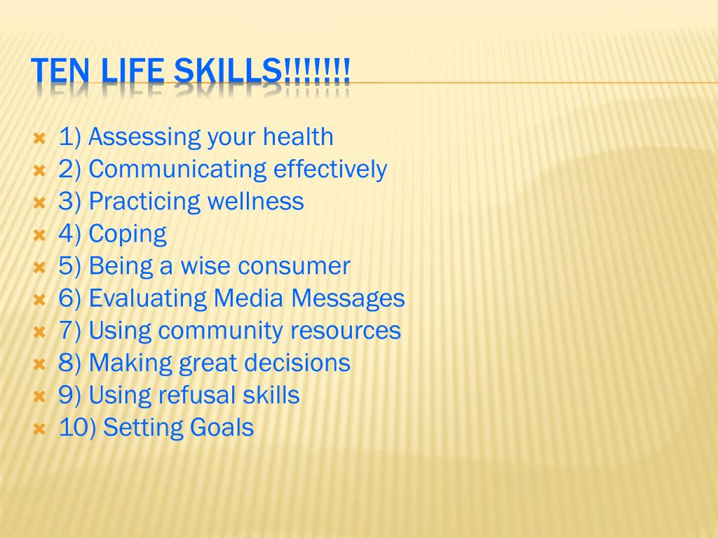 topics for presentation in life skills