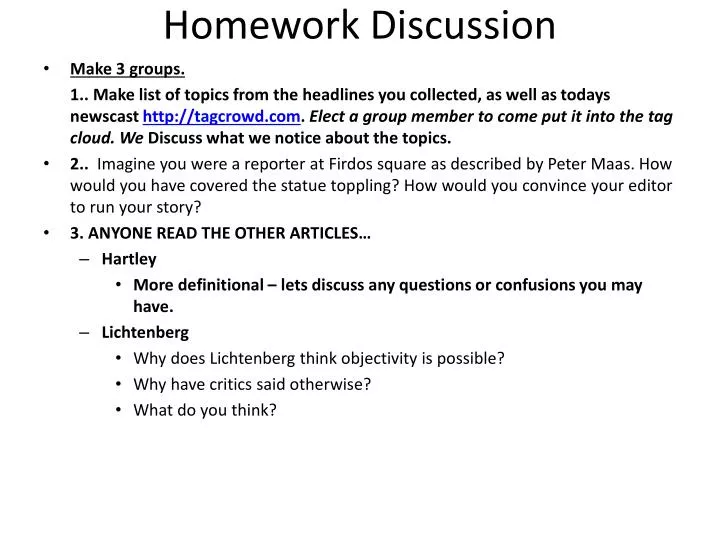 homework discussion topics