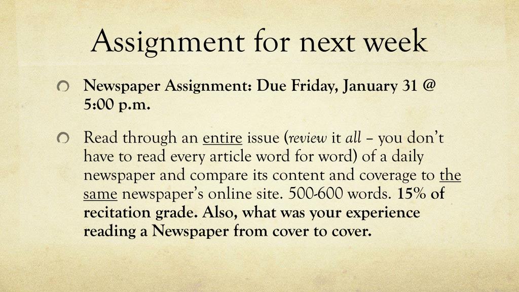 assignment definition in journalism