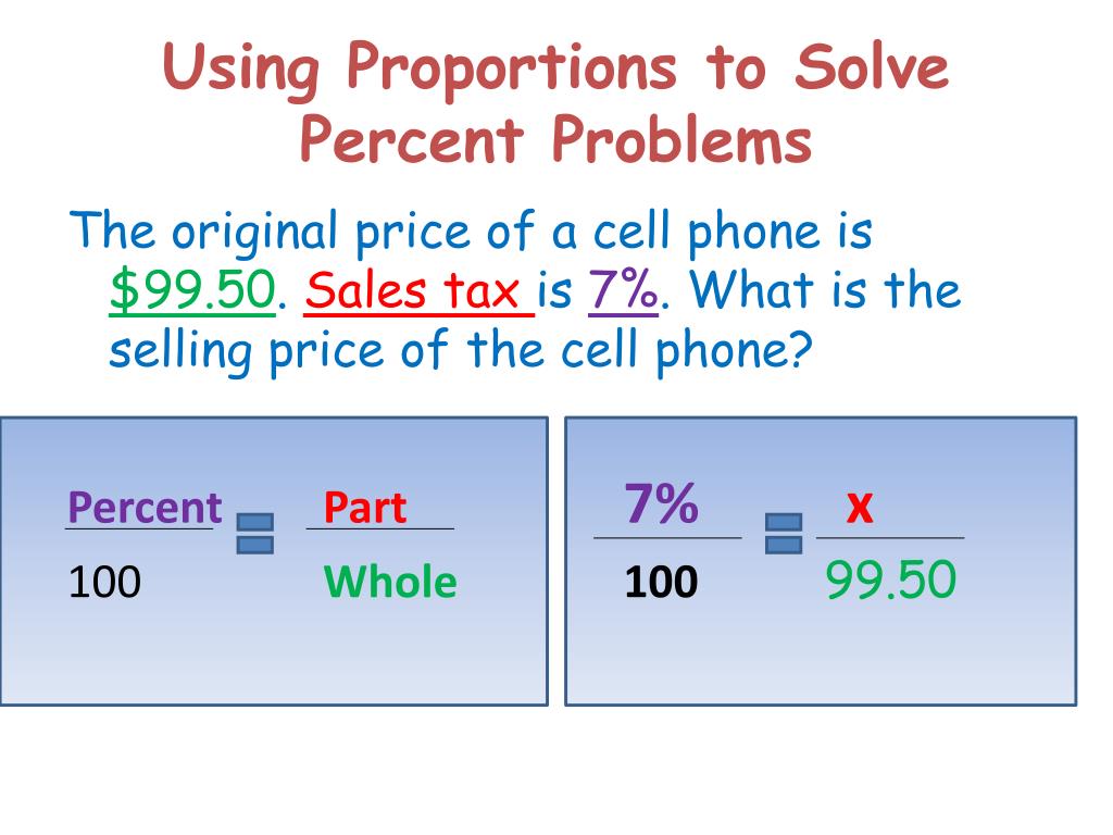 proportions to solve percent problems