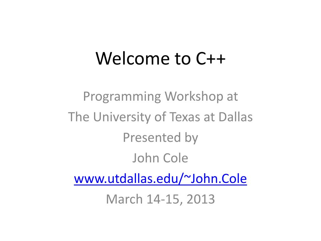 The C++ Workshop