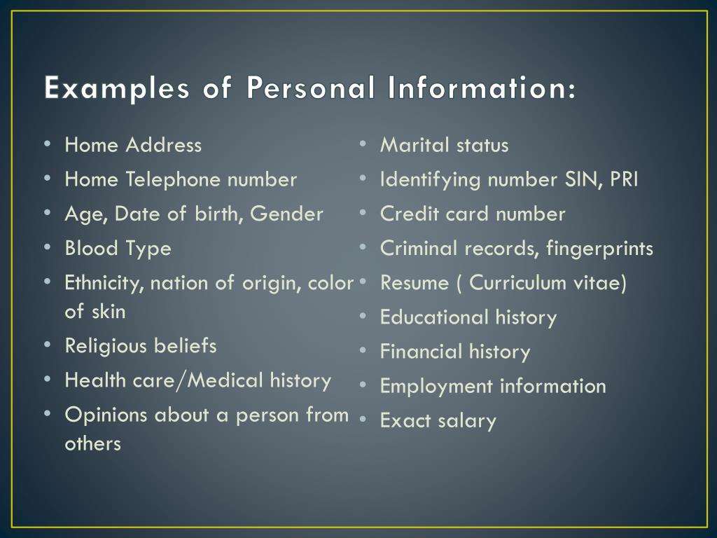 personal information research meaning