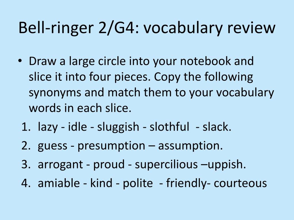 PPT - Bell-ringer: 11/13/12: Review of Vocab PowerPoint Presentation, free  download - ID:1441741