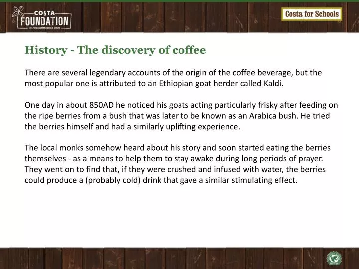 Ppt History The Discovery Of Coffee Powerpoint Presentation Free