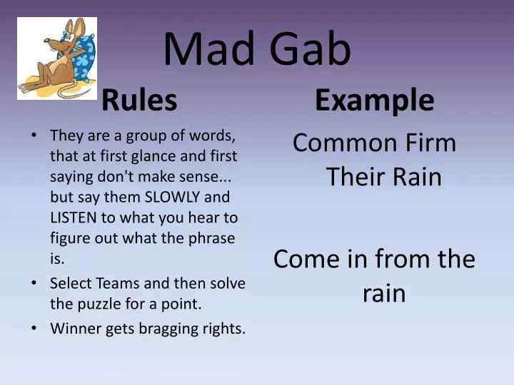 Mad Gab Game Mad Gab Game