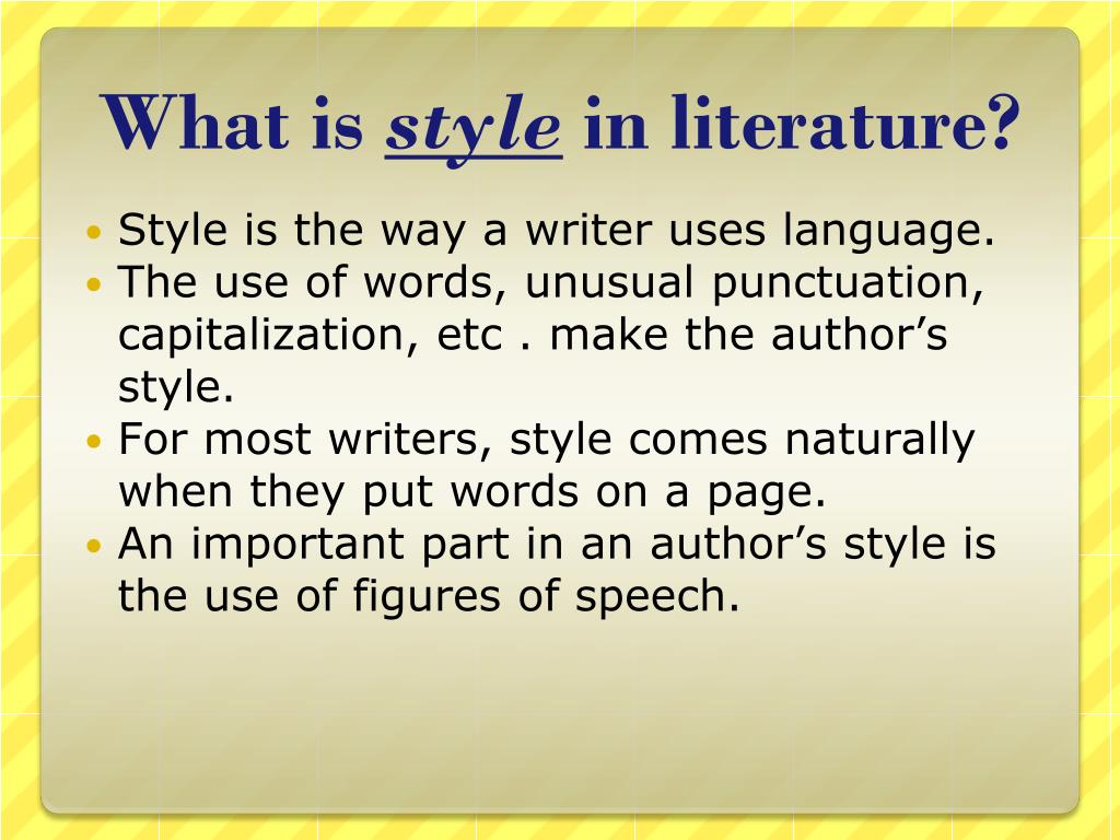 style definition literature part of speech