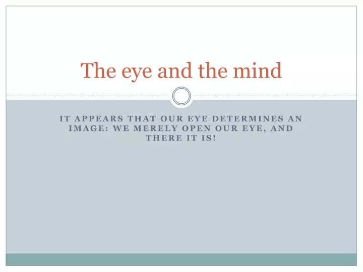 the eye and the mind n.