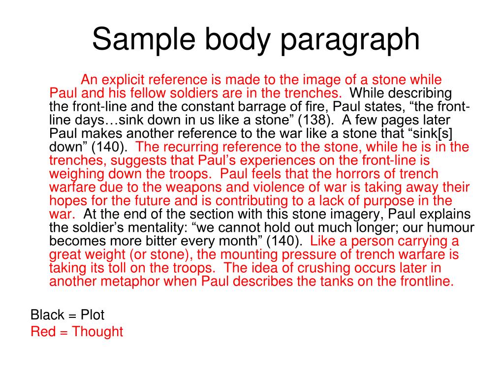 body 1 of an essay