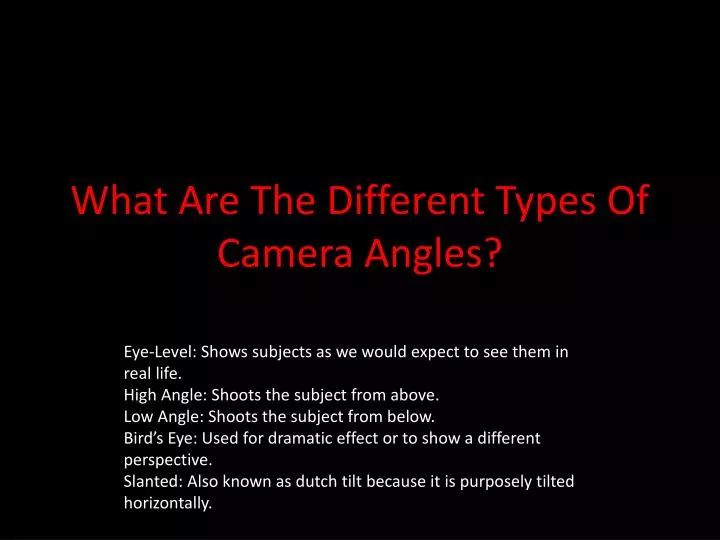 what are the different types of camera angles n.