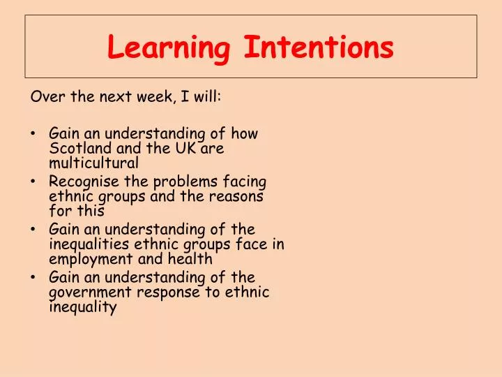 learning intentions n.