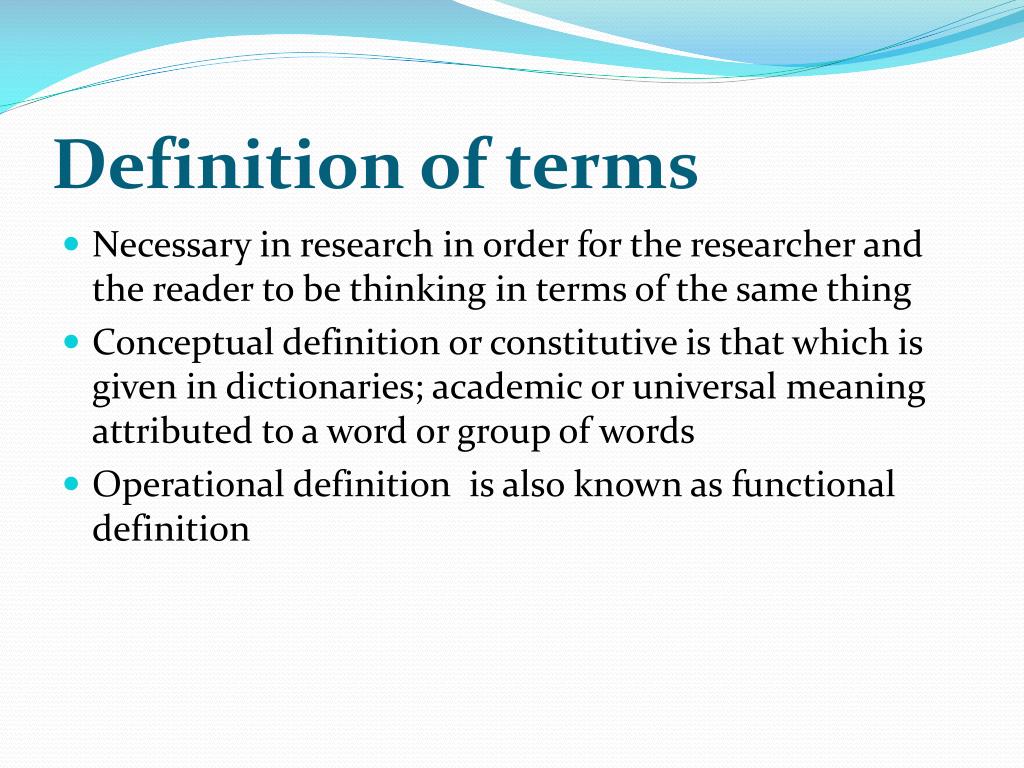 how to write definition of terms in thesis