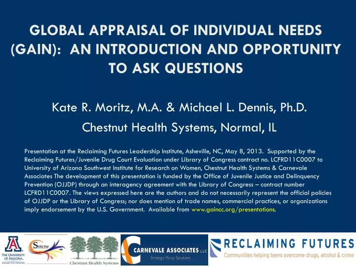 global appraisal of individual needs gain an introduction and opportunity to ask questions n.