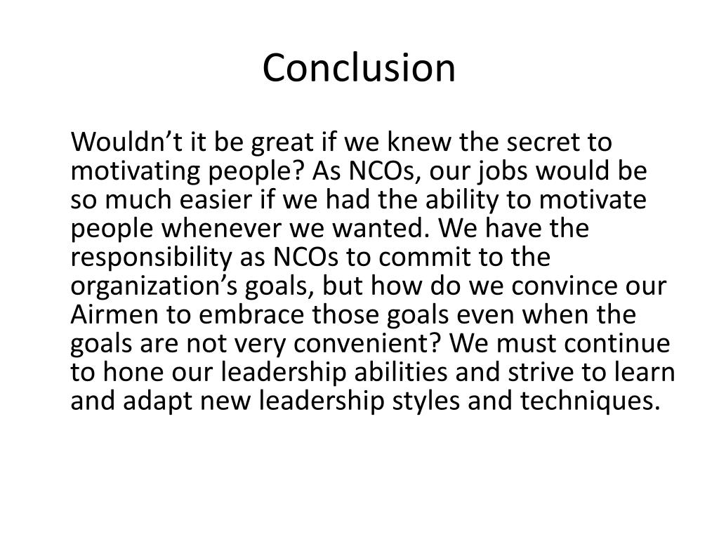 conclusion of leadership assignment