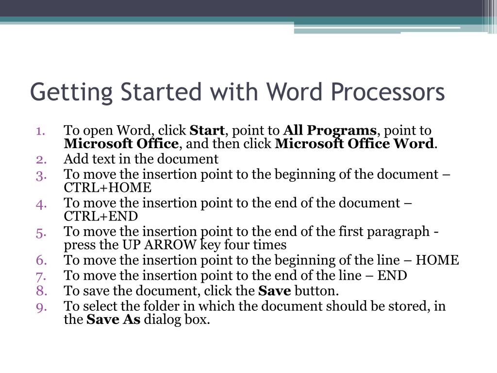 presentation on word processor