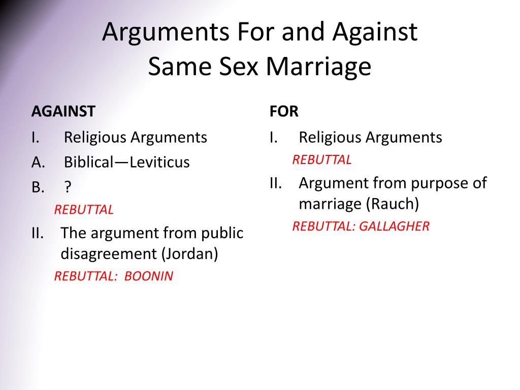 Arguments agains gay marriage