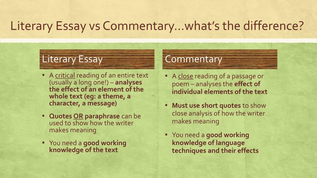 commentary vs essay