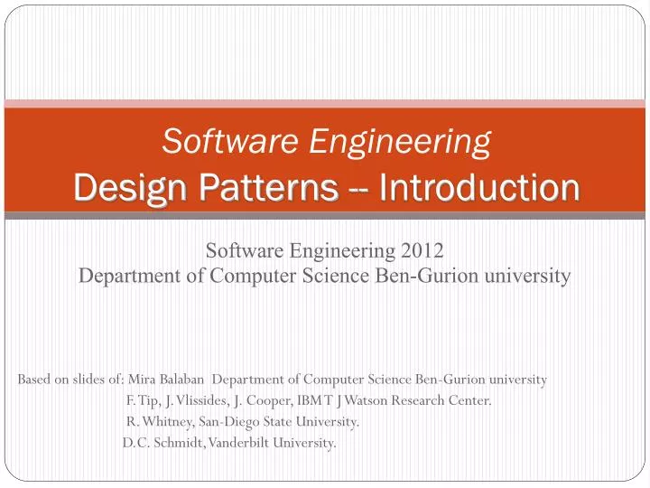 PPT - Software Engineering Design Patterns -- Introduction PowerPoint ...