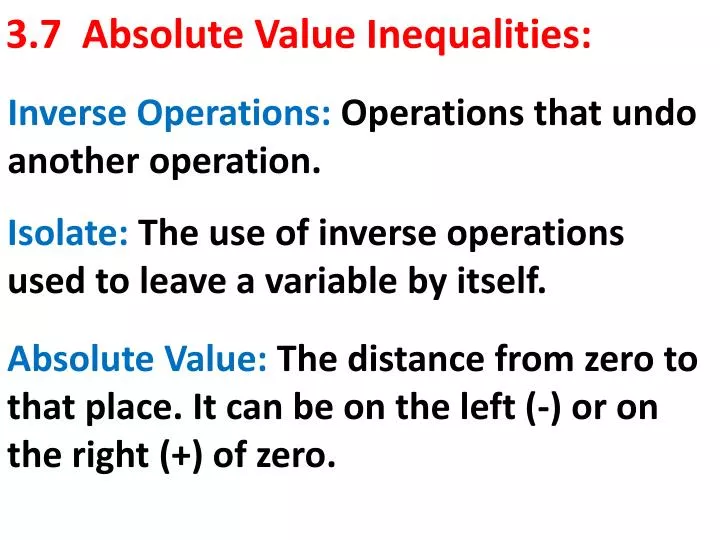 Ppt 3 7 Absolute Value Inequalities Powerpoint Presentation Free Download Id 1561220